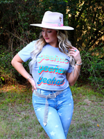 Yeehaw X3 Crop T-Shirt, Heather Blue